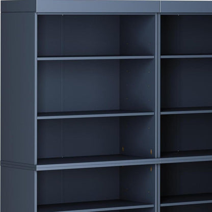 72" French Blue Solid Wood Adjustable Twelve Tier Library Bookcase HomeRoots