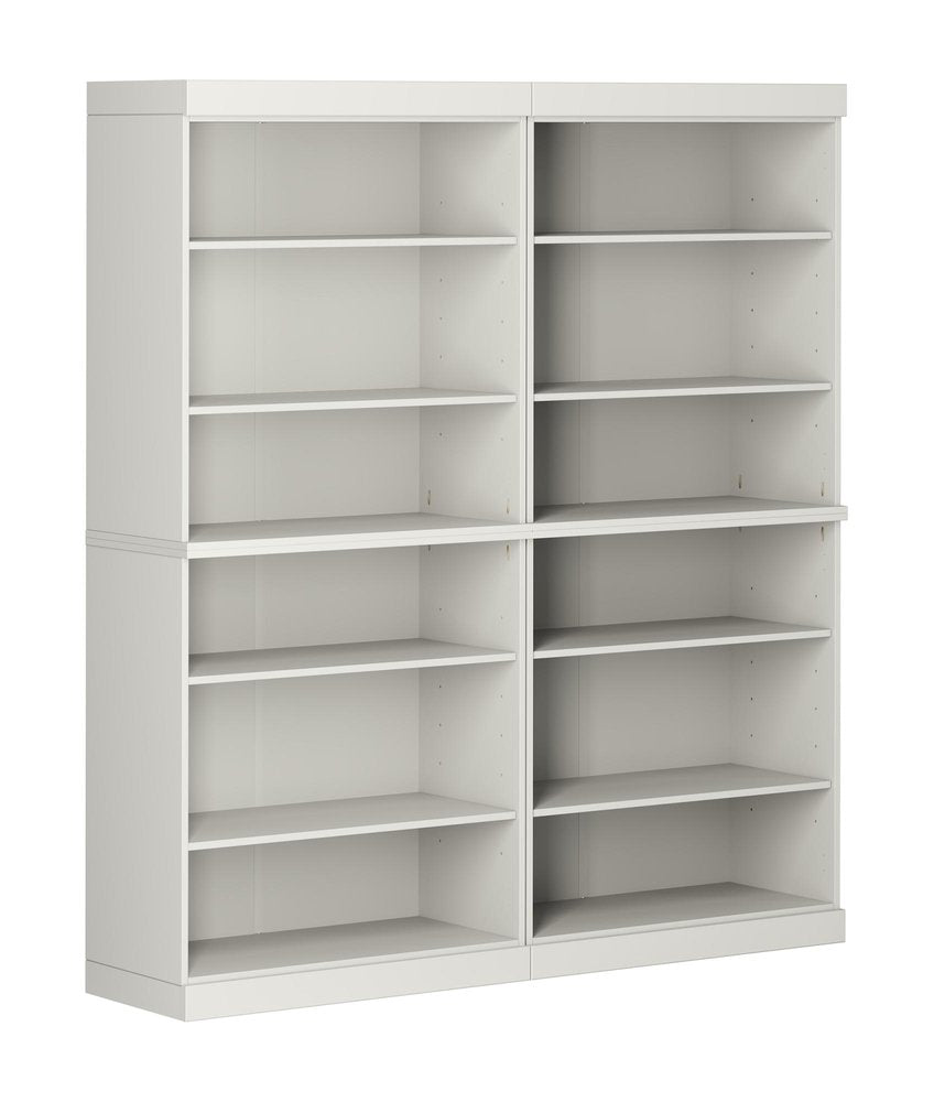 72" Off White Solid Wood Adjustable Twelve Tier Library Bookcase — view 1