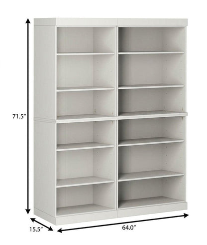 72" Off White Solid Wood Adjustable Twelve Tier Library Bookcase HomeRoots
