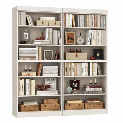 72" Off White Solid Wood Adjustable Twelve Tier Library Bookcase HomeRoots