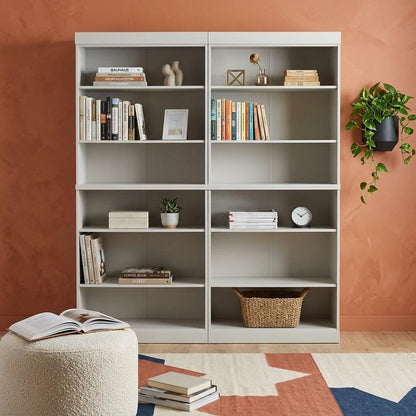 72" Off White Solid Wood Adjustable Twelve Tier Library Bookcase HomeRoots