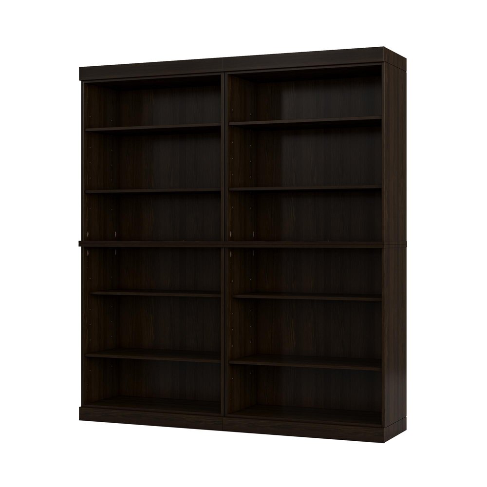 72" Espresso Solid Wood Adjustable Twelve Tier Library Bookcase — view 1