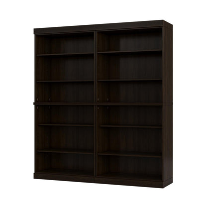 72" Espresso Solid Wood Adjustable Twelve Tier Library Bookcase
