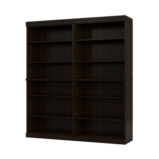 72" Espresso Solid Wood Adjustable Twelve Tier Library Bookcase