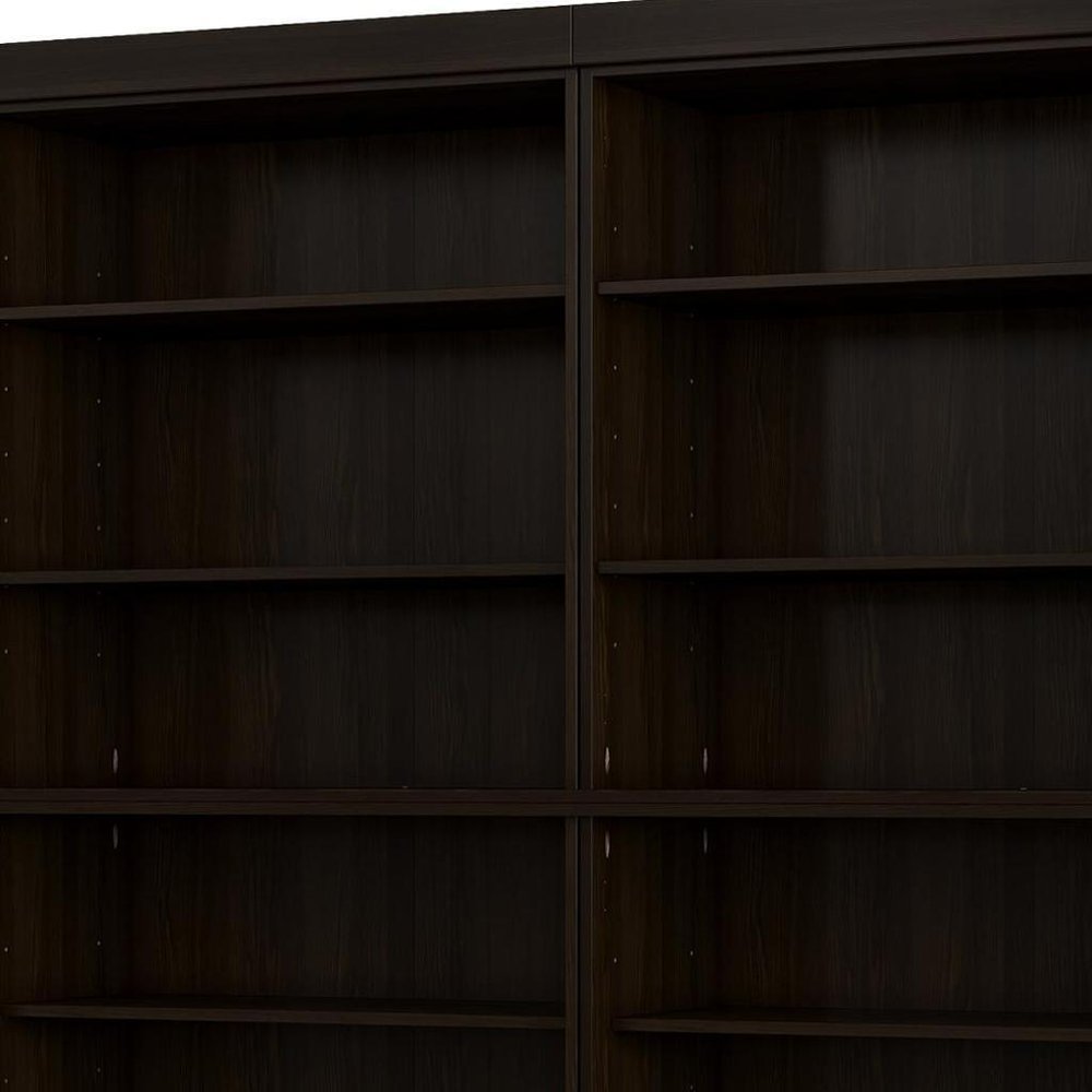 72" Espresso Solid Wood Adjustable Twelve Tier Library Bookcase — view 3