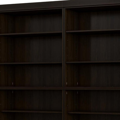 72" Espresso Solid Wood Adjustable Twelve Tier Library Bookcase