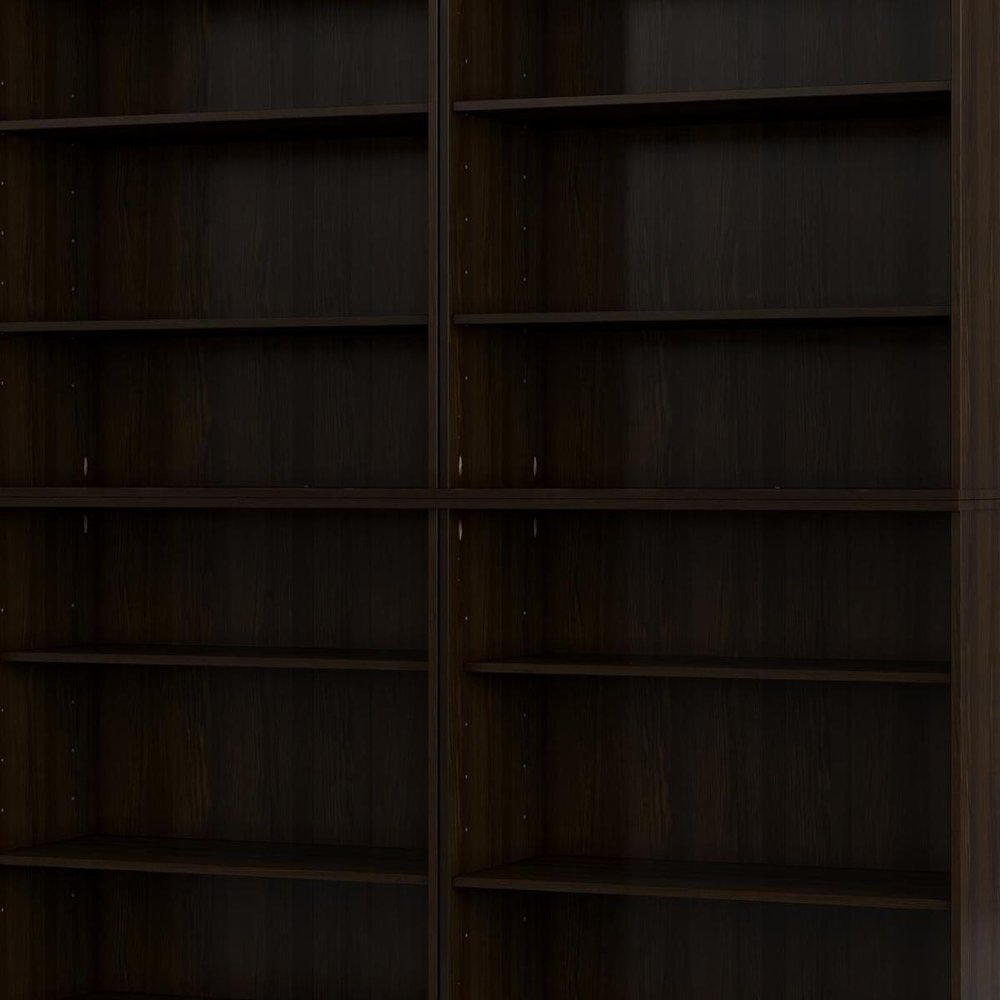 72" Espresso Solid Wood Adjustable Twelve Tier Library Bookcase — view 6