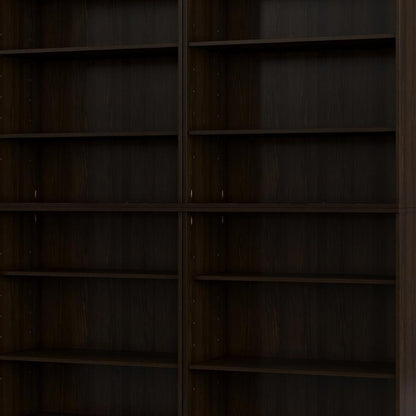 72" Espresso Solid Wood Adjustable Twelve Tier Library Bookcase