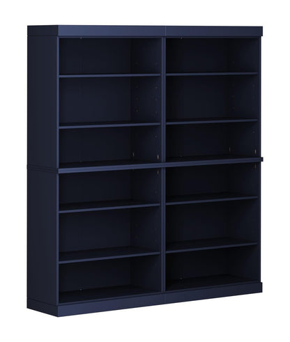 72" Navy Blue Solid Wood Adjustable Twelve Tier Library Bookcase HomeRoots