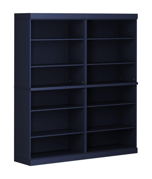 72" Navy Blue Solid Wood Adjustable Twelve Tier Library Bookcase
