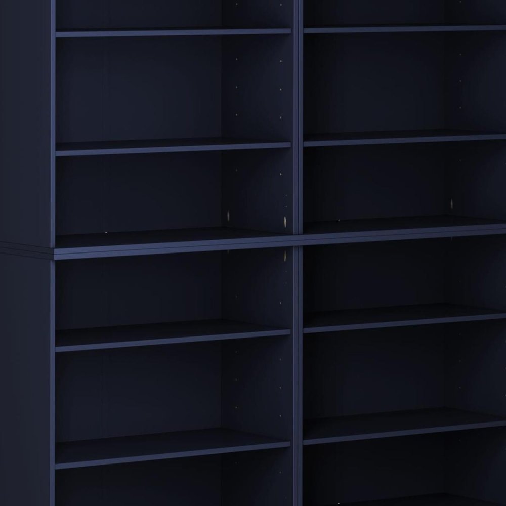 72" Navy Blue Solid Wood Adjustable Twelve Tier Library Bookcase