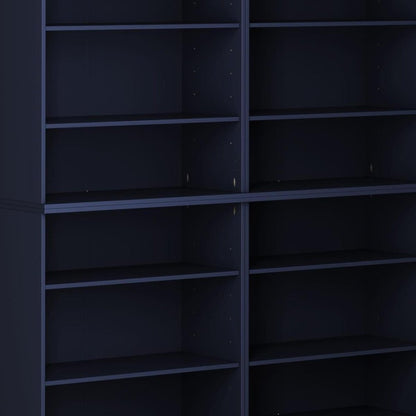 72" Navy Blue Solid Wood Adjustable Twelve Tier Library Bookcase