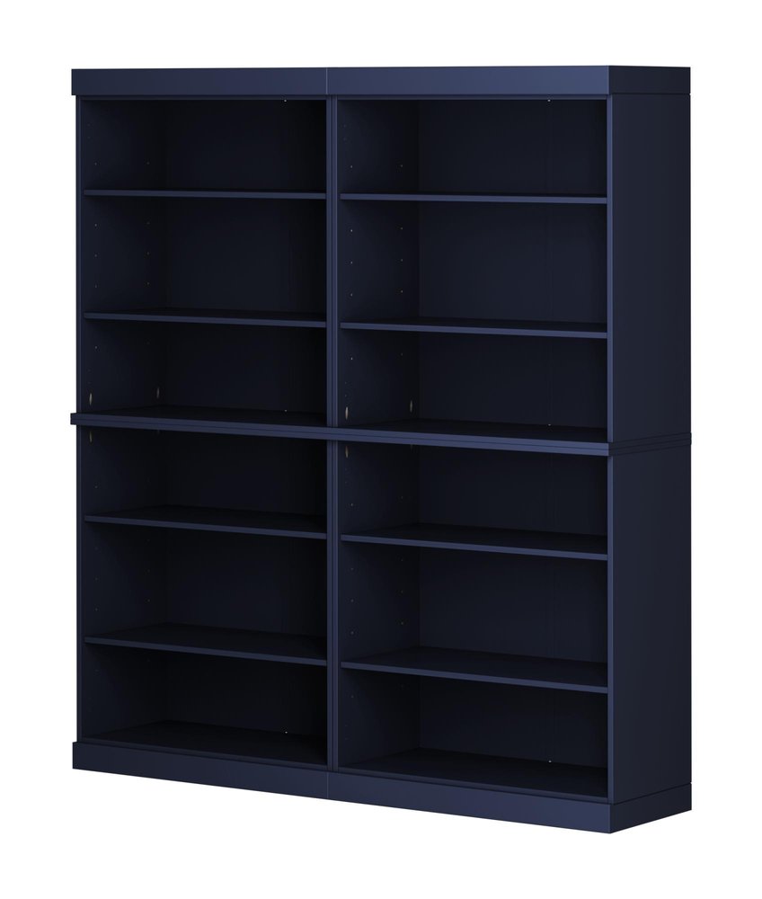72" Navy Blue Solid Wood Adjustable Twelve Tier Library Bookcase — view 6