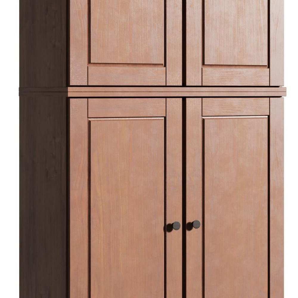 72" Coffee Solid Wood Adjustable Six Tier Library Bookcase with Four Doors — view 5