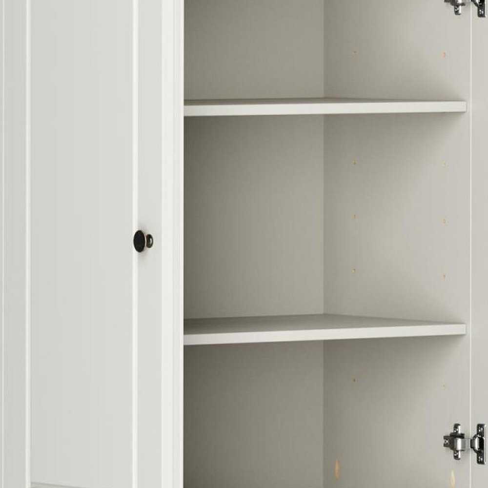 72" Off White Solid Wood Adjustable Six Tier Library Bookcase with Four Doors — view 6