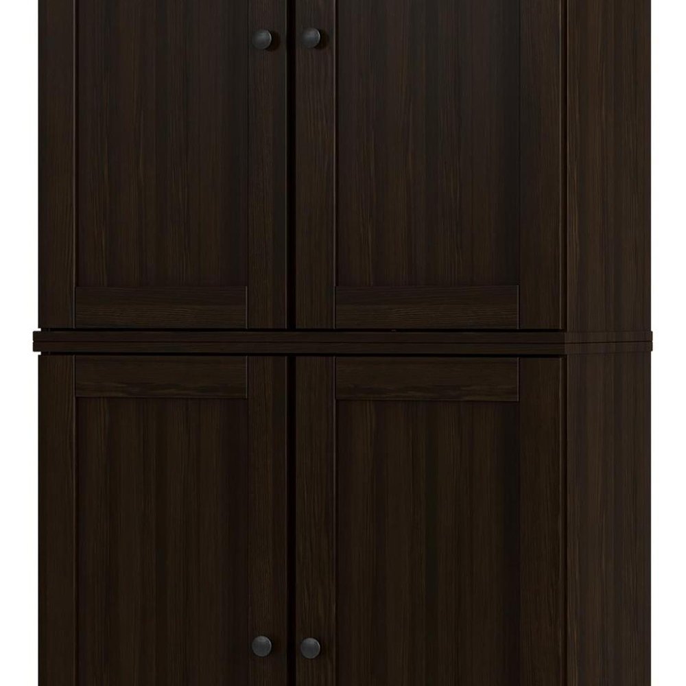 72" Espresso Solid Wood Adjustable Six Tier Library Bookcase with Four Doors — view 5