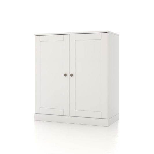 32" White Solid Wood Shaker Style Double Door Linen Cabinet