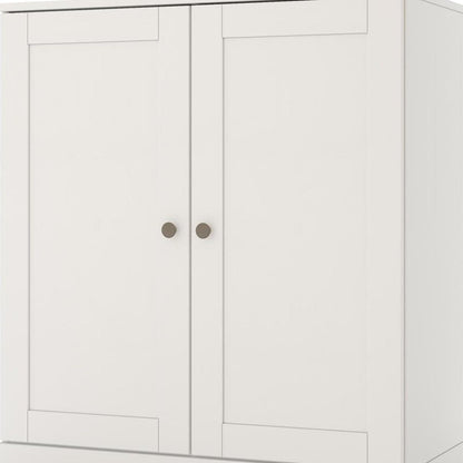 32" White Solid Wood Shaker Style Double Door Linen Cabinet HomeRoots