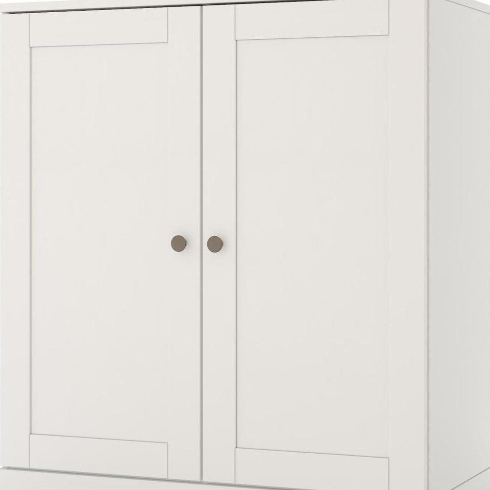 32" White Solid Wood Shaker Style Double Door Linen Cabinet