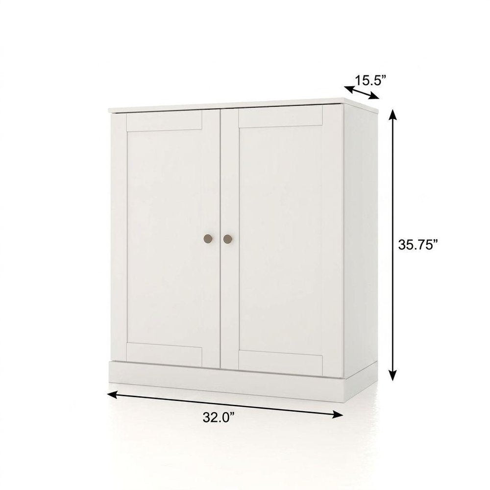 32" White Solid Wood Shaker Style Double Door Linen Cabinet HomeRoots