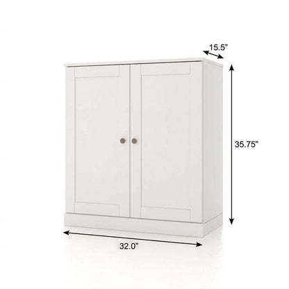 32" White Solid Wood Shaker Style Double Door Linen Cabinet HomeRoots
