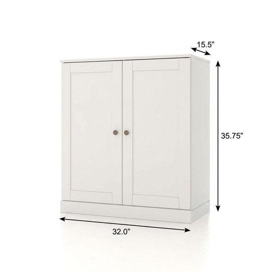 32" White Solid Wood Shaker Style Double Door Linen Cabinet