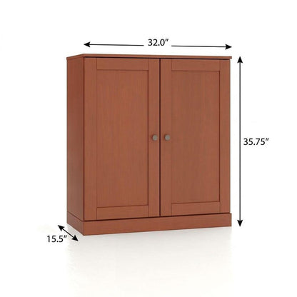 32" White Solid Wood Shaker Style Double Door Linen Cabinet HomeRoots