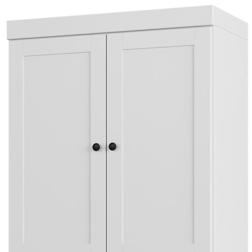 32" White Solid Wood Four Door Linen Cabinet HomeRoots