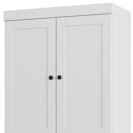 32" White Solid Wood Four Door Linen Cabinet