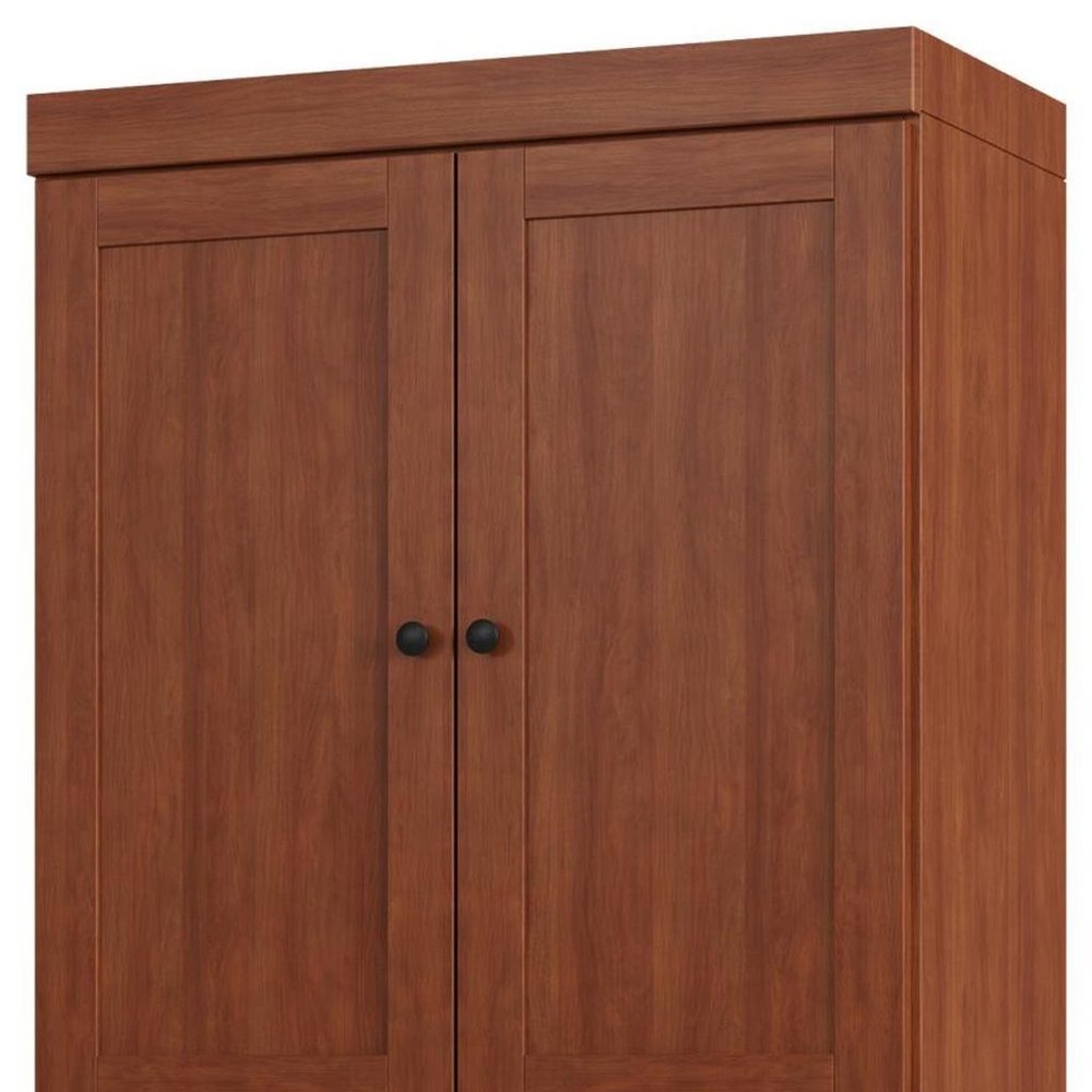 32" Coffee Solid Wood Four Door Linen Cabinet HomeRoots