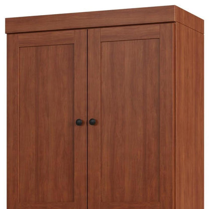 32" Coffee Solid Wood Four Door Linen Cabinet HomeRoots