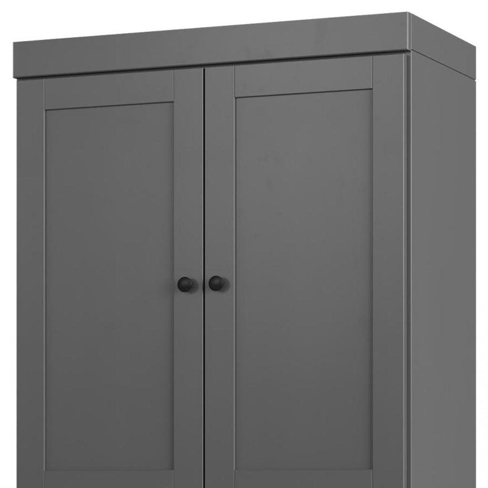 32" Gray Solid Wood Four Door Linen Cabinet HomeRoots