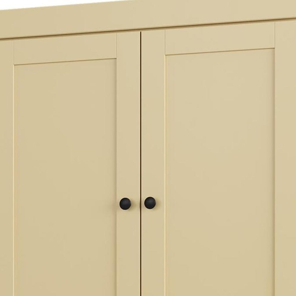 32" Yellow Solid Wood Four Door Linen Cabinet — view 3