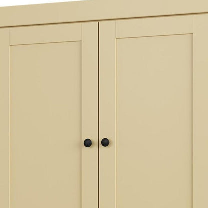 32" Yellow Solid Wood Four Door Linen Cabinet HomeRoots