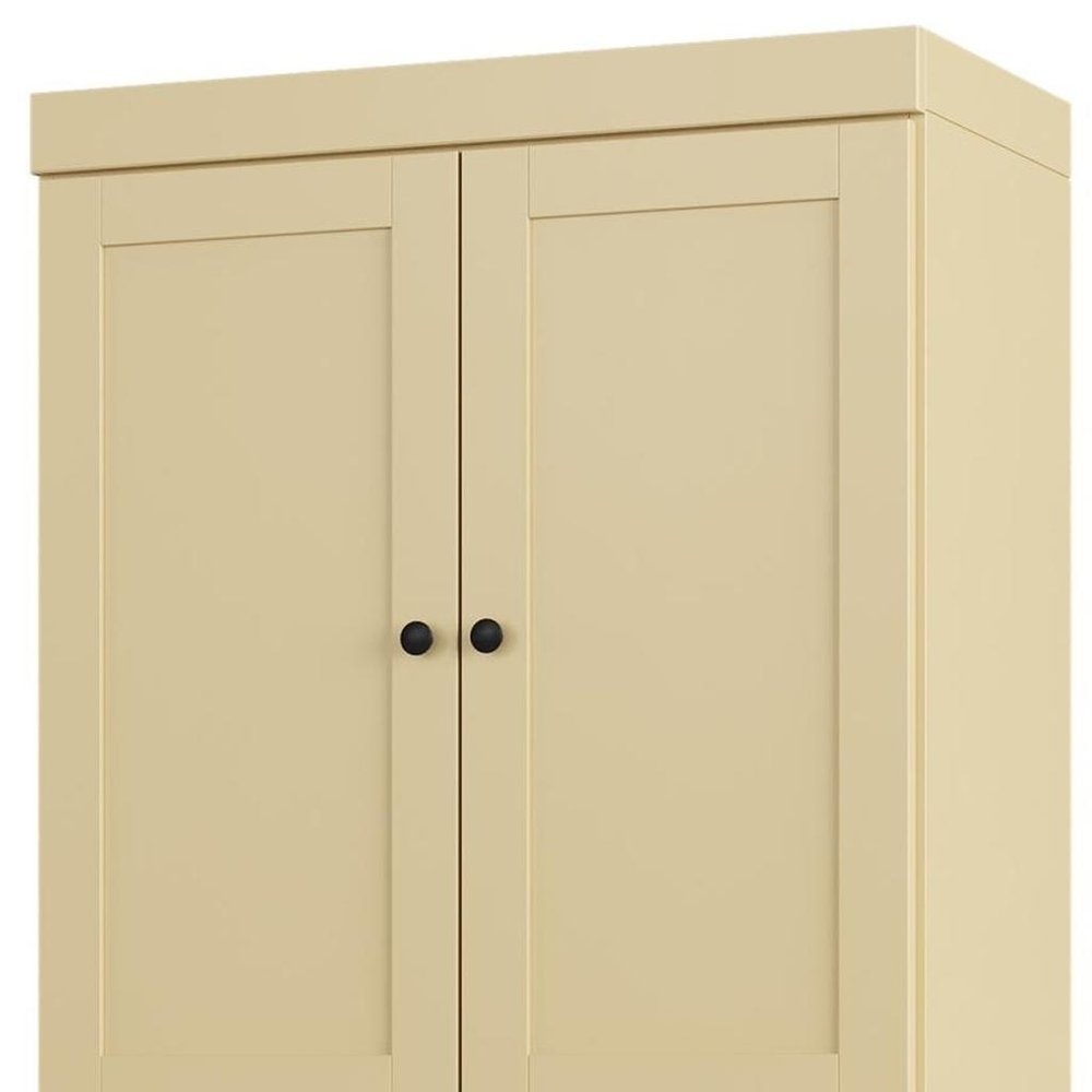 32" Yellow Solid Wood Four Door Linen Cabinet — view 4