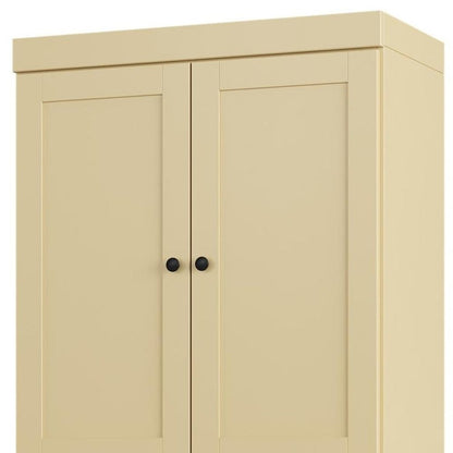 32" Yellow Solid Wood Four Door Linen Cabinet HomeRoots