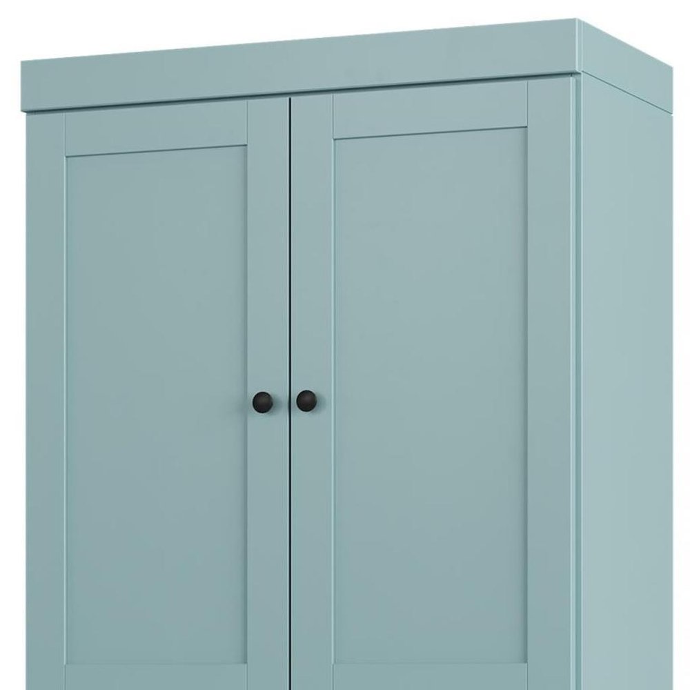 32" Aqua Solid Wood Four Door Linen Cabinet HomeRoots