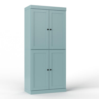 32" Aqua Solid Wood Four Door Linen Cabinet