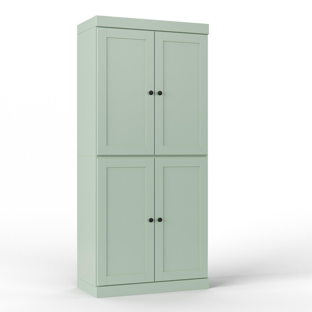 32" Sage Solid Wood Four Door Linen Cabinet — view 6