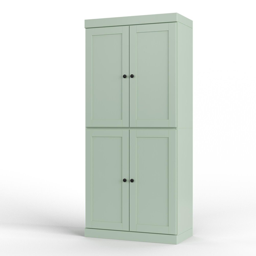 32" Sage Solid Wood Four Door Linen Cabinet HomeRoots