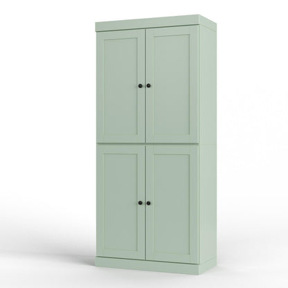 32" Sage Solid Wood Four Door Linen Cabinet HomeRoots
