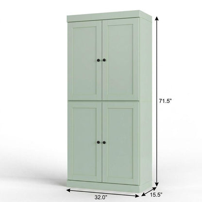 32" Sage Solid Wood Four Door Linen Cabinet HomeRoots