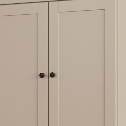 32" Beige Solid Wood Four Door Linen Cabinet HomeRoots
