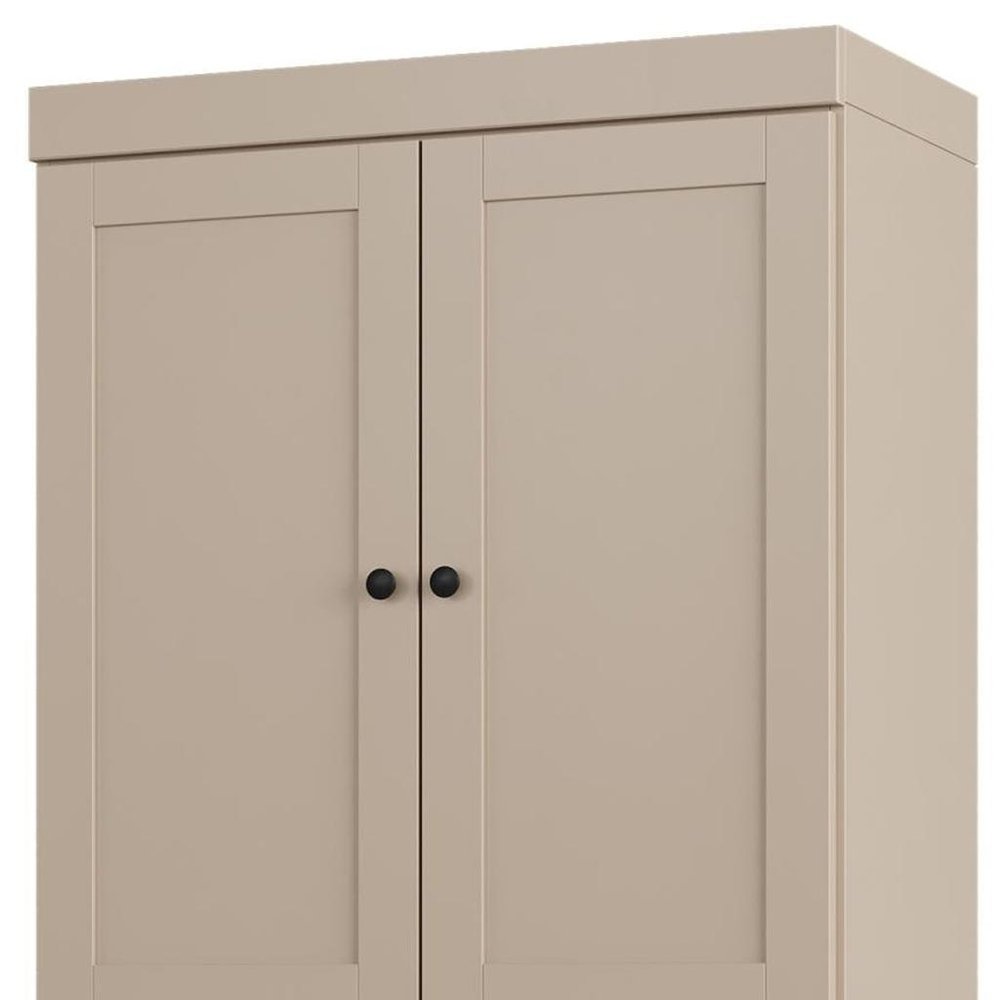 32" Beige Solid Wood Four Door Linen Cabinet HomeRoots