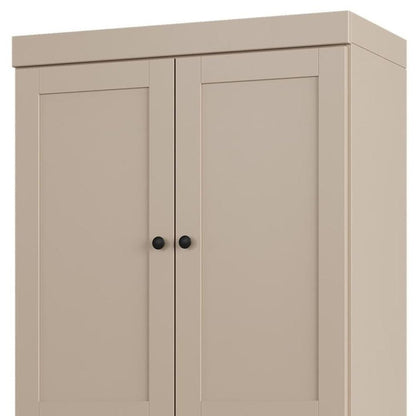 32" Beige Solid Wood Four Door Linen Cabinet