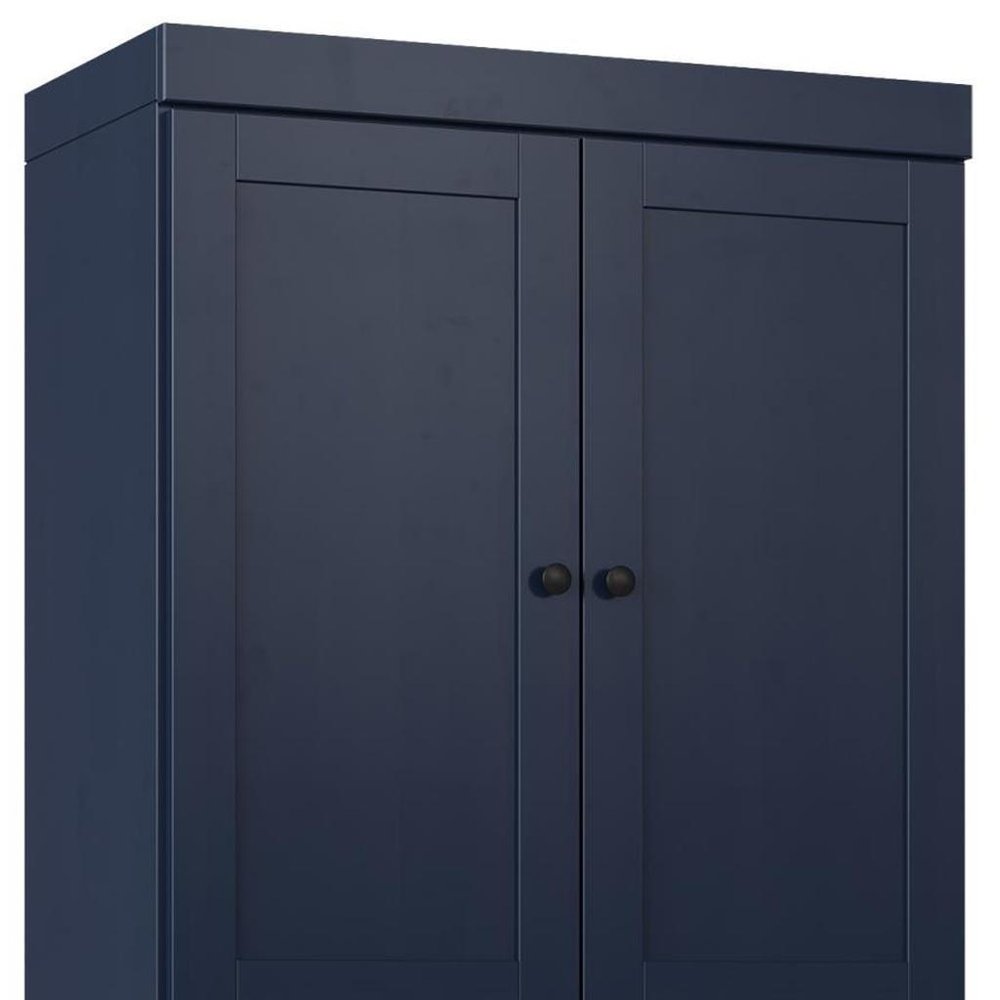32" Navy Blue Solid Wood Four Door Linen Cabinet — view 5