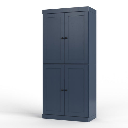 32" French Blue Solid Wood Four Door Linen Cabinet