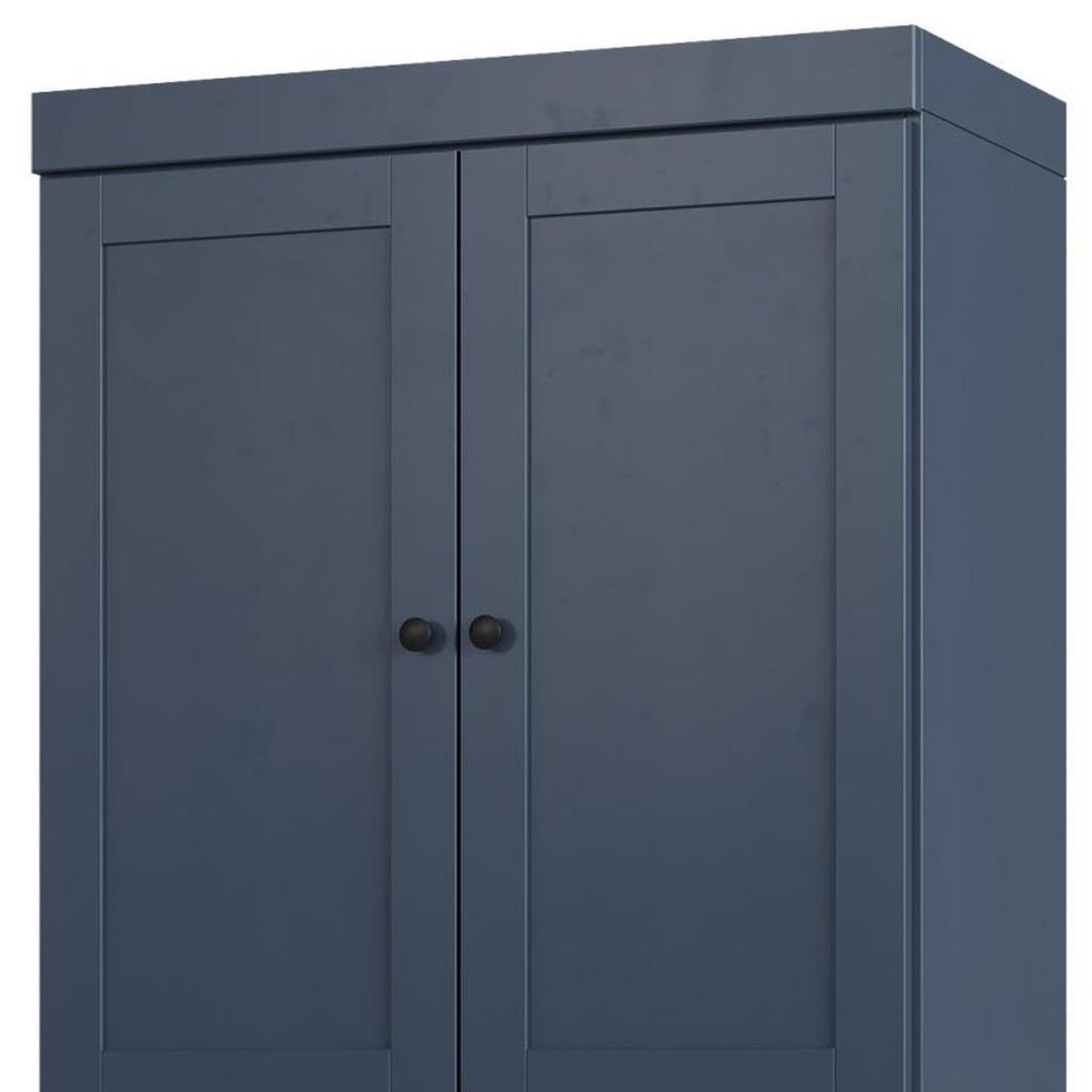 32" French Blue Solid Wood Four Door Linen Cabinet — view 3