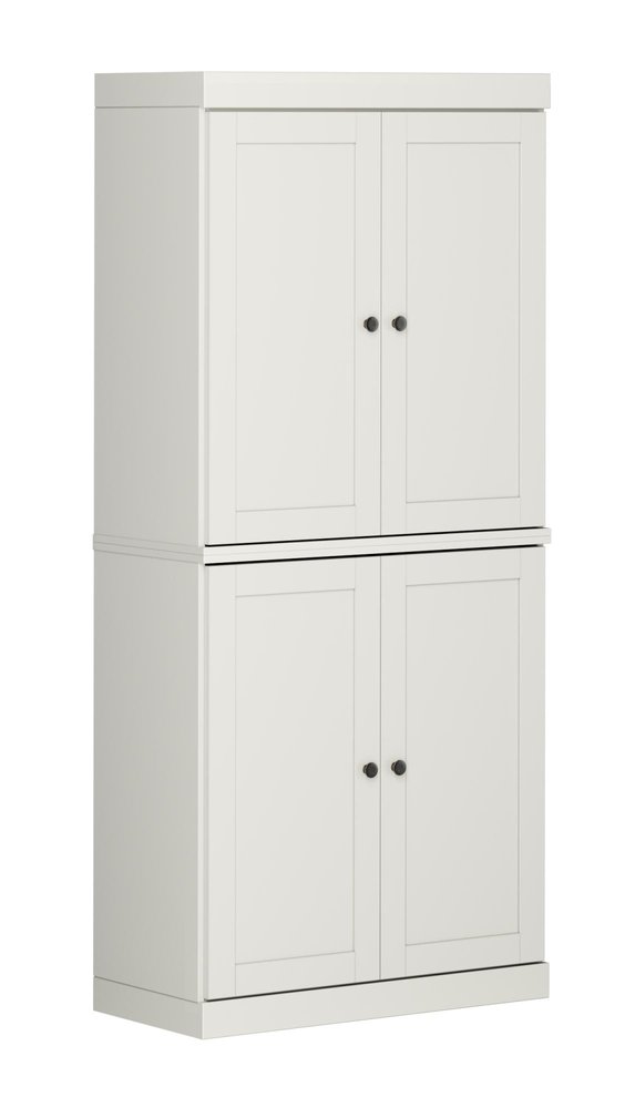 32" Off White Solid Wood Four Door Linen Cabinet — view 1
