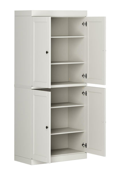 32" Off White Solid Wood Four Door Linen Cabinet HomeRoots